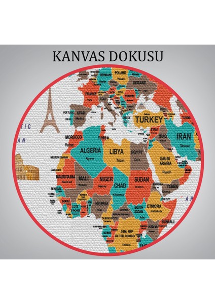 Dünya Haritası Dekoratif Kanvas Tablo Ülke ve Başkentli Öğretici ve Sembollü 2291 indirimleri