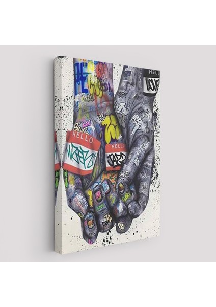 Banksy Tarzı Kanvas Duvar Sanatı, Graffiti El Duvar Posteri Kanvas TABLO-5311