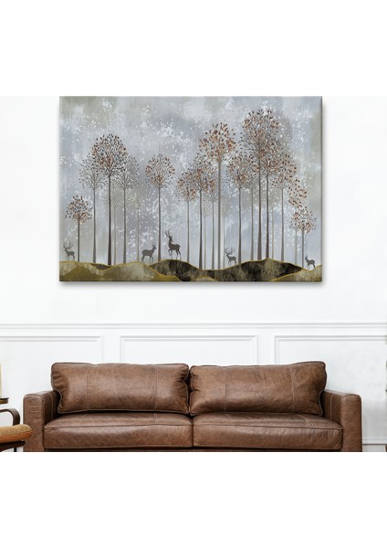 Ormandaki Geyikler Dekoratif Duvar TABLOSU-3682 fiyatları