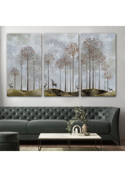 Ormandaki Geyikler Dekoratif Duvar TABLOSU-3682 modelleri