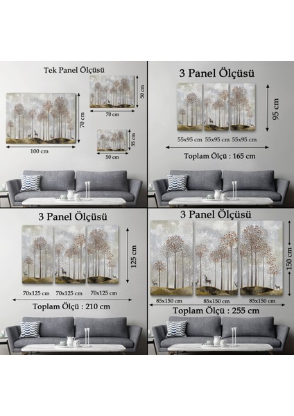 Ormandaki Geyikler Dekoratif Duvar TABLOSU-3682 fırsatları