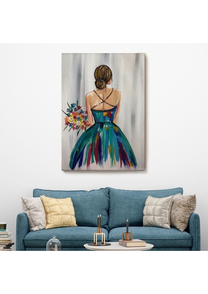 Renkli Çiçekli Kadın Dekoratif Duvar Tablosu -6257 fiyatları