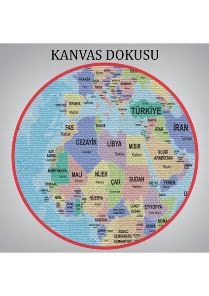 Türkçe Dünya Haritası Ülke Başkentli ve Okyanuslu Dekoratif Kanvas Tablo 2232 indirimleri