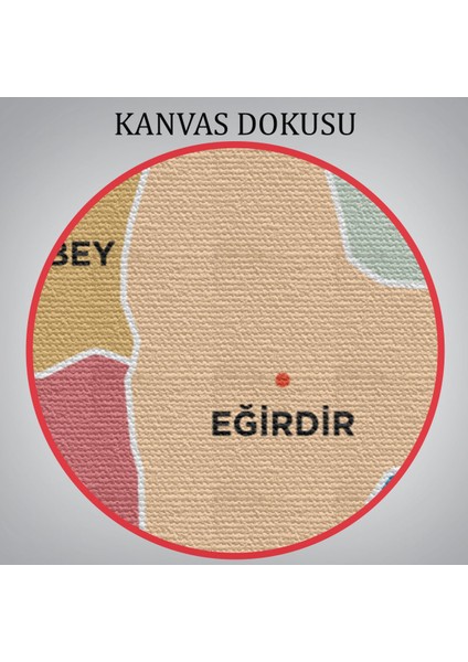 Isparta Ili ve Ilçeler Haritası Dekoratif Kanvas Tablo 1362