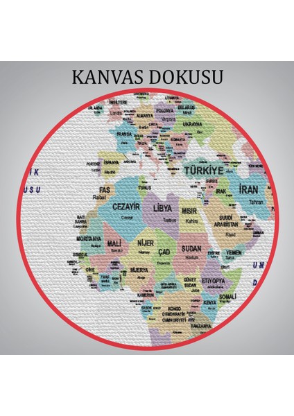 Türkçe Dünya Haritası Dekoratif Kanvas Tablo Ülke ve Başkentli 1532 indirimleri
