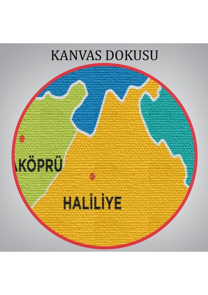 Şanlıurfa Ili ve Ilçeler Haritası Dekoratif Kanvas Tablo 1457