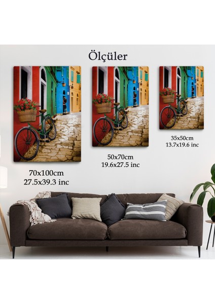 Sokaktaki Çiçekli Bisiklet Duvar TABLOSU-6453 fırsatları