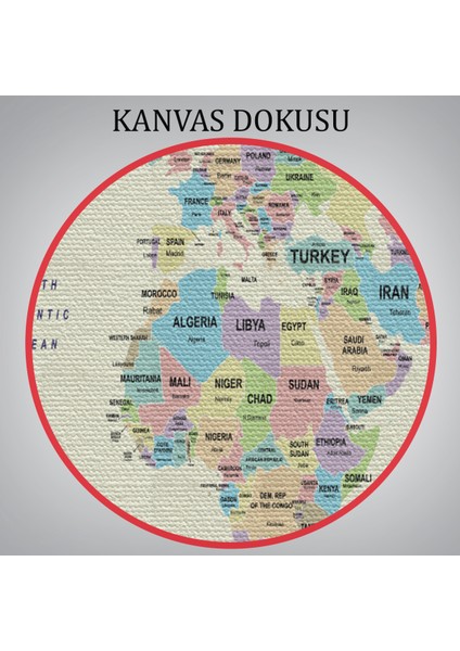 Dünya Haritası Kanvas Tablo Ülke Başkent Detaylı ve Dekoratif 2603 indirimleri