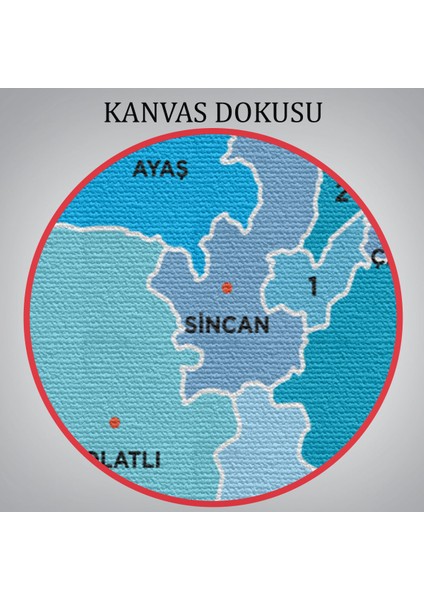 Ankara Ili ve Ilçeler Haritası Dekoratif Kanvas Tablo 1264