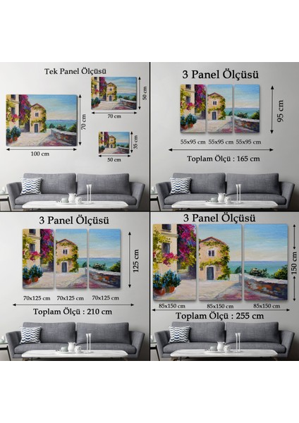 Santorinide Deniz Manzaralı Ev Kanvas Duvar TABLOSU-1186 fırsatları