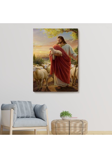 Isa Kuzu ile Isa Mesih Kayıp Kuzu Kanvas Tablo, Kilise Duvar Sanatı SÜSLEMELERI-5218 fiyatları