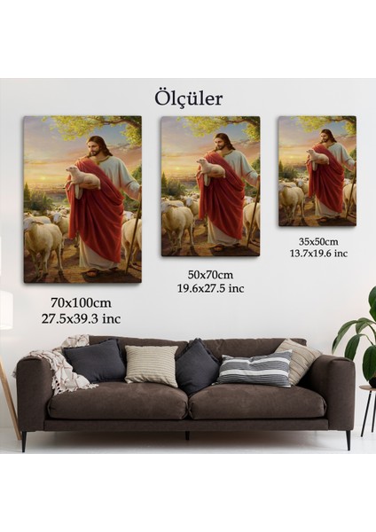 Isa Kuzu ile Isa Mesih Kayıp Kuzu Kanvas Tablo, Kilise Duvar Sanatı SÜSLEMELERI-5218 fırsatları