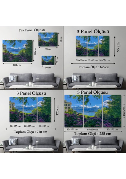 Mor Çiçekler Arasındaki Göl Manzaralı Ev Duvar TABLOSU-3673 fırsatları