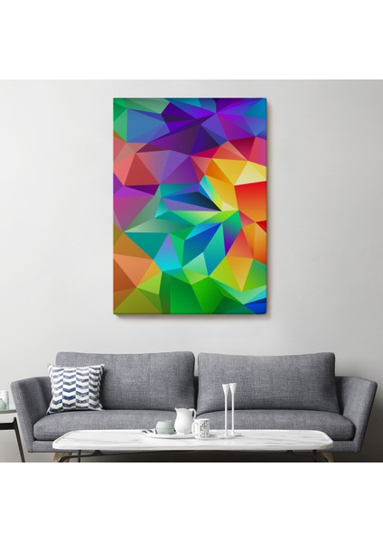 Renkli Geometrik Şekiller Çok Renkli Soyut Kanvas TABLO-5250 fiyatları