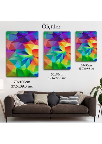 Renkli Geometrik Şekiller Çok Renkli Soyut Kanvas TABLO-5250 fırsatları