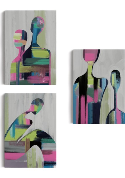 Süerreal Çift Dekoratif Duvar Tablosu Üçlü SET-ET-119