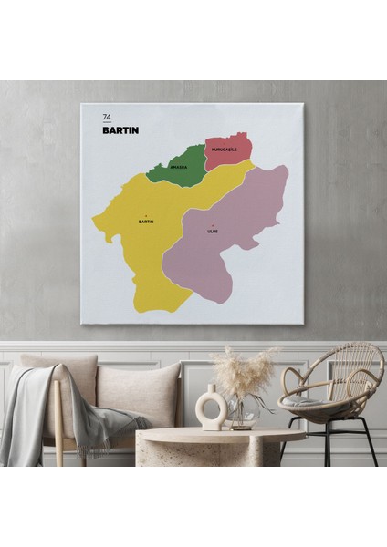 Bartın Ili ve Ilçeler Haritası Dekoratif Kanvas Tablo 1283 fiyatları