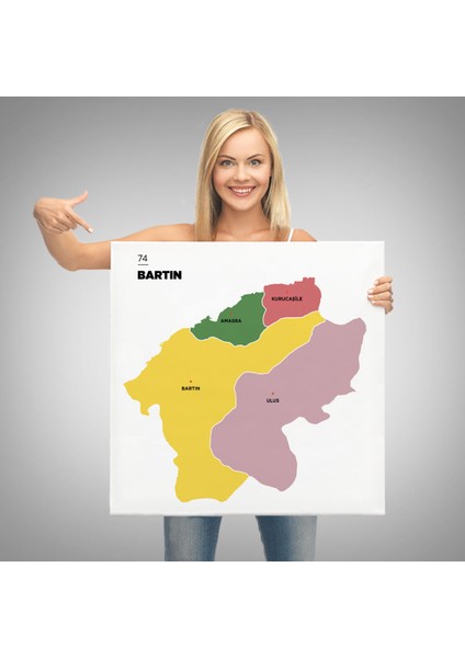 Bartın Ili ve Ilçeler Haritası Dekoratif Kanvas Tablo 1283 modelleri