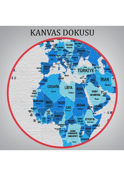 Türkçe Dünya Haritası Dekoratif Kanvas Tablo Ülke ve Başkentli 1500 indirimleri