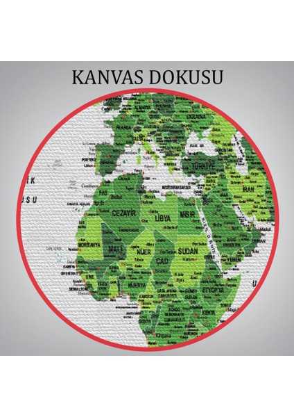 Türkçe Dünya Haritası Dekoratif Kanvas Tablo Son Derece Detaylı 1613 indirimleri