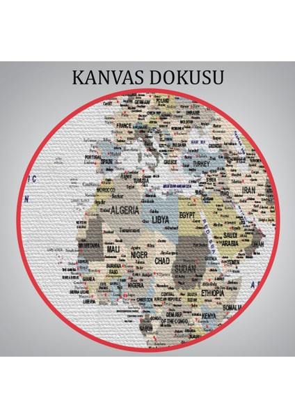 Dünya Haritası Dekoratif Kanvas Tablo Son Derece Detaylı ve Eğitici 1584