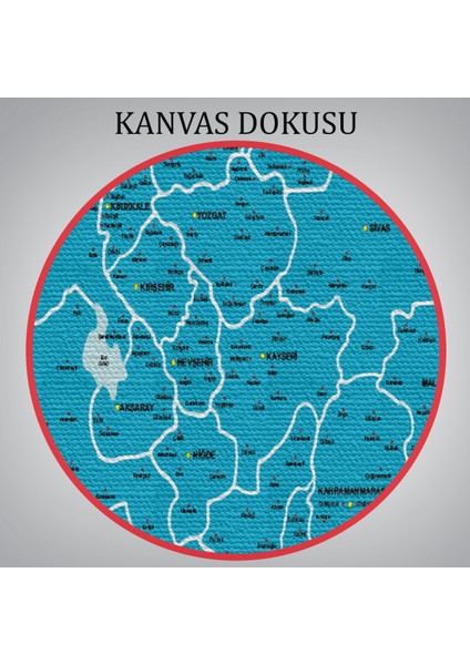 Türkiye Haritası Kanvas Tablo Il ve Ilçeli Ayrıntılı Eğitici Komşulu Tablo 3003