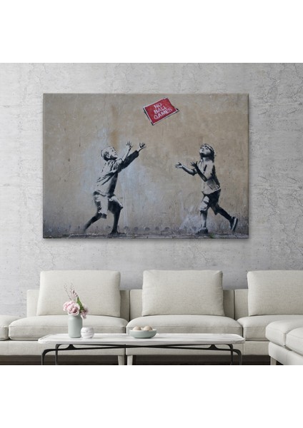 Banksy Stencil'in Top Oyunları Yok Isimli Eseri Kanvas TABLO-5006 fiyatları
