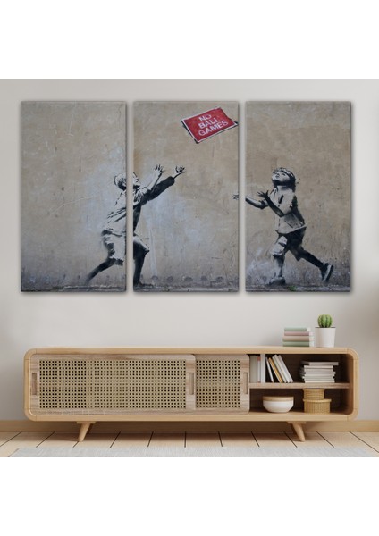 Banksy Stencil'in Top Oyunları Yok Isimli Eseri Kanvas TABLO-5006 modelleri