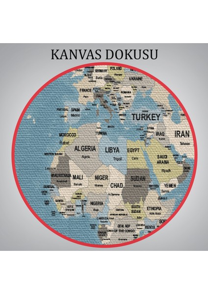 Dünya Haritası Kanvas Tablo Ülke Başkentli ve Okyanus Detaylı Tablo 2743 indirimleri
