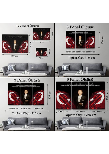 Beni Görmek Demek, Mutlaka Yüzümü Görmek Demek Değilidir Yazılı Atatürk TABLOSU-5075 fırsatları