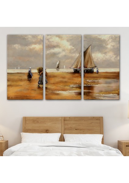 Balıkçılar ve Sahildeki Yelkenli Duvar TABLOSU-3548 modelleri