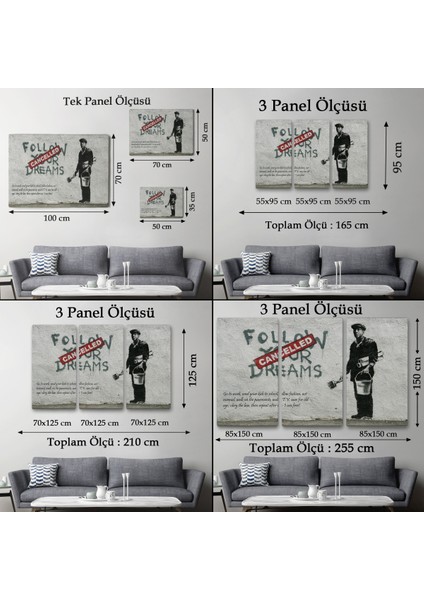 Bansky'nin Hayallerini Takip Et - Iptal Edildi Isimli Eseri Kanvas TABLO-5009 fırsatları