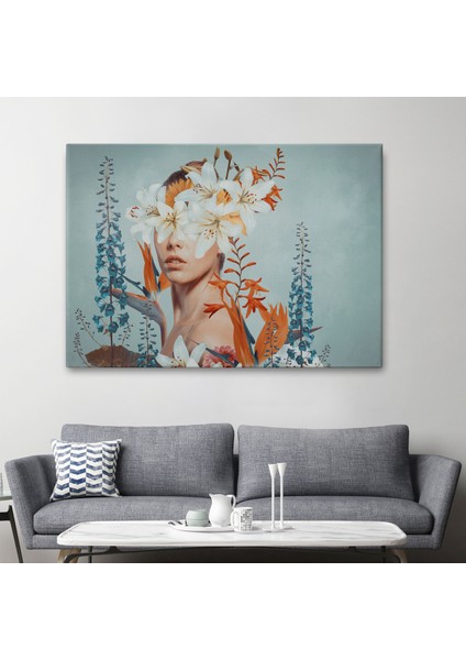 Çiçekler Içindeki Güzel Kadın Portresi Kanvas TABLO-5022 fiyatları