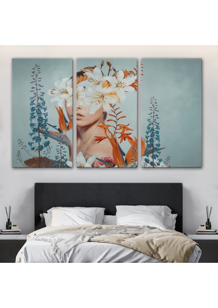 Çiçekler Içindeki Güzel Kadın Portresi Kanvas TABLO-5022 modelleri