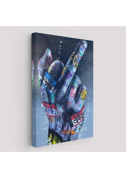 El Hareketi Hip Hop Posteri, Orta Parmak Hareketi Sokak Sanatı, Kanvas TABLO-5315
