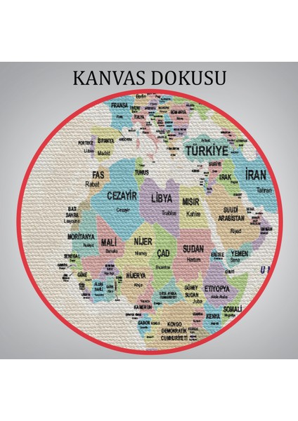 Türkçe Dünya Haritası Kanvas Tablo Ülke Başkentli ve Okyanus Detaylı Tablo 2748 indirimleri