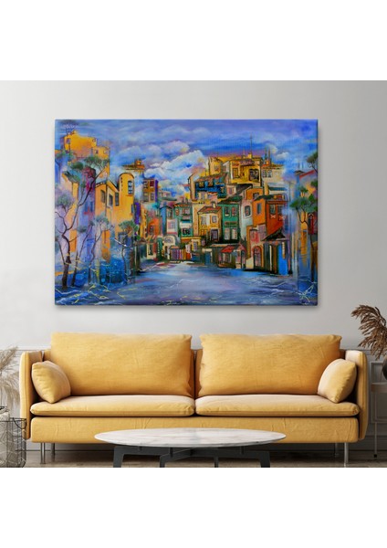 Bulutlu Avlu Yağlıboya Görünüm Dekoratif Kanvas Duvar TABLOSU-3451 fiyatları