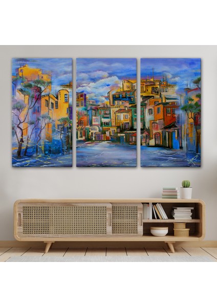 Bulutlu Avlu Yağlıboya Görünüm Dekoratif Kanvas Duvar TABLOSU-3451 modelleri