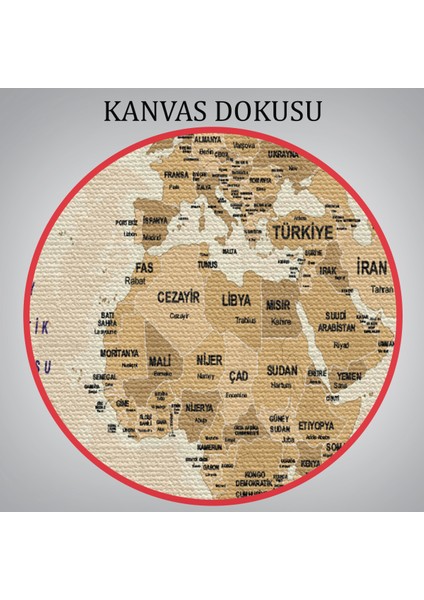 Türkçe Dünya Haritası Kanvas Tablo Ülke Başkentli ve Okyanus Detaylı Tablo 2764 indirimleri