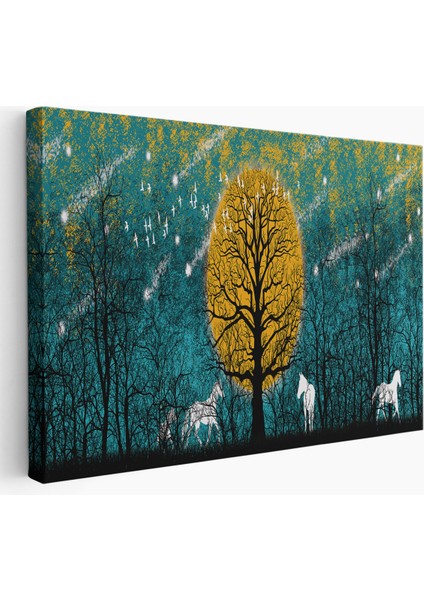 Geceyarısı Ormanda Gezen Atlar Kanvas TABLOSU-5041