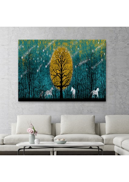 Geceyarısı Ormanda Gezen Atlar Kanvas TABLOSU-5041 fiyatları