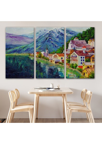 Avusturya Hallstatt Yağlıboya Görünüm Dekoratif Kanvas Duvar TABLOSU-3438 modelleri