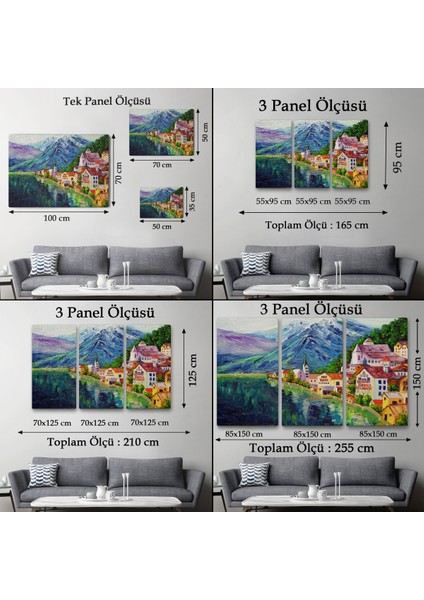 Avusturya Hallstatt Yağlıboya Görünüm Dekoratif Kanvas Duvar TABLOSU-3438 fırsatları