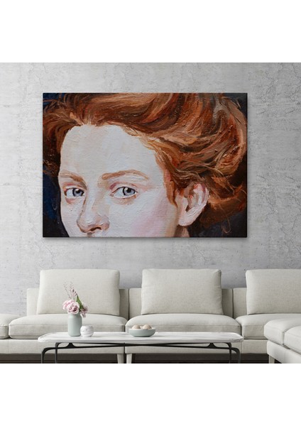 Kızıl Saçlı Kadın Yağlıboya Görünüm Dekoratif TABLO-3741 fiyatları