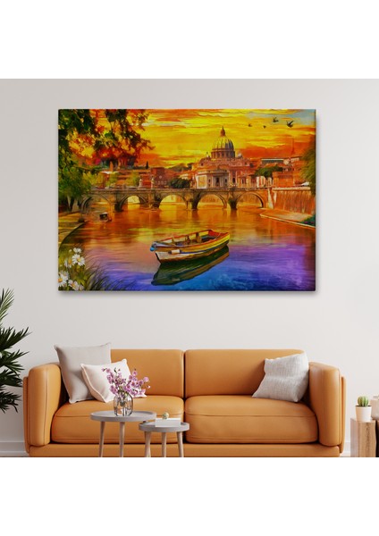 Italya'daki Aziz Petrus Katedrali ve Tiber Nehri TABLOSU-3544 fiyatları