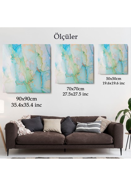 Mürekkep ve Alkol Elementleri ile Mermer Deseni Verilmiş Kanvas TABLO-5037 fırsatları