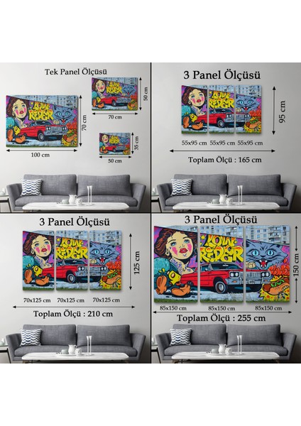 Grafiti Ile Yapilmiş Retro Kırmızı Araba Kanvas TABLO-5027 fırsatları