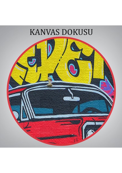 Grafiti Ile Yapilmiş Retro Kırmızı Araba Kanvas TABLO-5027 indirimleri