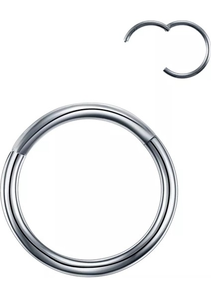 Unisex Gümüş Gri Menteşeli G23 Titanyum Kıkırdak Burun Halkası Hızma Piercing 10MM