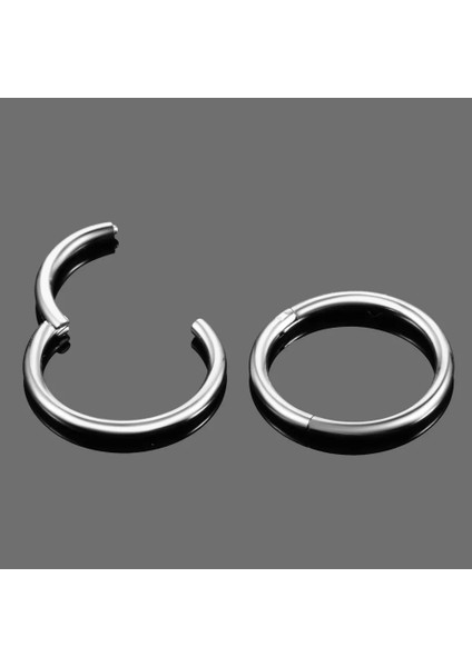 Unisex Gümüş Gri Menteşeli G23 Titanyum Kıkırdak Burun Halkası Hızma Piercing 10MM